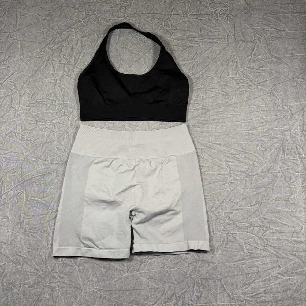 Unbranded Activewear Set Women M Multi Color Halter Bra Scrunch Butt Shorts Gym